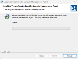 Kb-003 - Cloud Backup: Installing Management Agents (Windows) Installshield Wizard Showing The Installation Progress For The Veeam Service Provider Console Management Agent, With A Status Bar Indicating That The Agent Is Currently Being Installed.