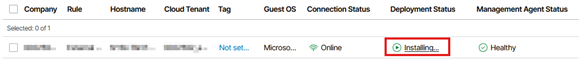 Kb-005 - Cloud Backup: Installing Backup Agents Veeam Service Provider Console Computer List Showing The Deployment Status Column With The Status Set To Installing, Indicating That The Backup Agent Installation Is Currently In Progress.